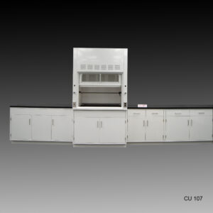 4′ Fisher American Fume Hood w/ General Storage & 15′ Laboratory Cabinet Group (CU-107)
