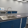 Laboratory sink with black countertop
