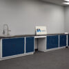 18' blue laboratory cabinets with sink