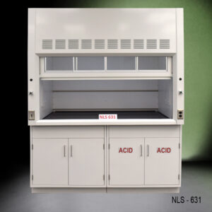 6' x 4' Fisher American Fume Hood w/ Acid and General Storage Cabinets