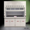 6' x 4' Fisher American Fume Hood w/ Acid Storage Cabinets. Sash is open.