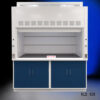 Front open view of 6' x 4' Fisher American Fume Hood w/ Blue General Storage Cabinets