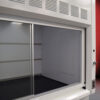 Front inside 6' x 4' Fisher American Fume Hood w/ Blue Flammable & General Storage Cabinets