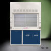 Front of 5' Fisher American Fume Hood w/ Blue ACID Storage Cabinet