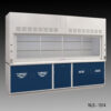 10' Fisher American Fume Hood with Blue Flammable and Acid Storage Cabinets.