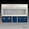 10' Fisher American Fume Hood with Blue Flammable & Acid Storage Cabinets.