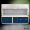 10' Fisher American Fume Hood with Blue Storage Cabinets.