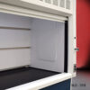 Inside view of a 10' Fisher American Fume Hood with Blue Flammable and General Storage Cabinets