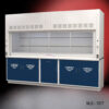 10' Fisher American Fume Hood with Blue Flammable Storage Cabinets.