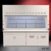 Front view of 8 ft Fisher American Fume Hood with Flammable & General Storage Cabinets
