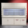 Front view of 8 ft Fisher American Fume Hood w/ Flammable & General Storage Cabinets