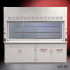 Front view of 8 foot Fisher American Fume Hood w/ Flammable & General Storage Cabinets (NLS-803)