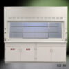 Front view of 8' Fisher American Fume Hood with Acid and General Storage Cabinets (NLS-805)