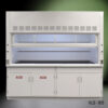 Front view of 8 ft Fisher American Fume Hood w/ Acid & General Storage Cabinets (NLS-805)