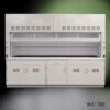 Front view of 10' x 48" Fisher American Fume Hood w/ Acid Storage Cabinets
