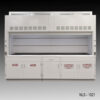 Front view of 10' x 48" Fisher American Fume Hood w/ Acid & Flammable Storage Cabinets (NLS-1021)