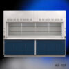 10 ft x 48 in Fisher American Fume Hood w/ Blue General Storage Cabinets