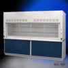 10 ft by 48 in Fisher American Fume Hood w/ Blue General Storage Cabinets