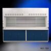 10 foot x 48 inch Fisher American Fume Hood w/ Blue General Storage Cabinets