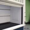 Inside view of 10' x 48" Fisher American Fume Hood with Blue Acid Storage Cabinets