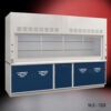 10 foot by 48 inch Fisher American Fume Hood w/ Blue Flammable Storage Cabinets.