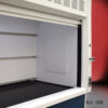 Inside view of 10' x 48" Fisher American Fume Hood with Blue Flammable Storage Cabinets