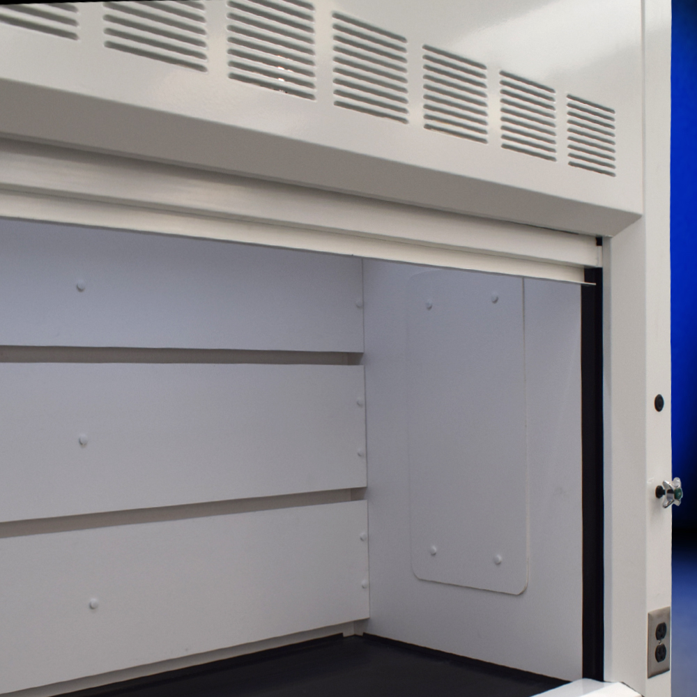 5' x 4' Fisher American Fume Hood w/ Blue General Storage Cabinet