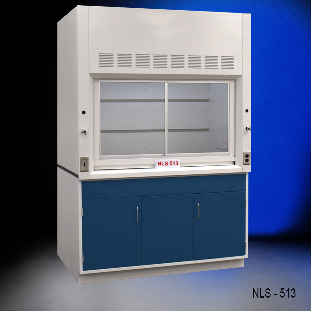 5' x 4' Fisher American Fume Hood w/ Blue General Storage Cabinet