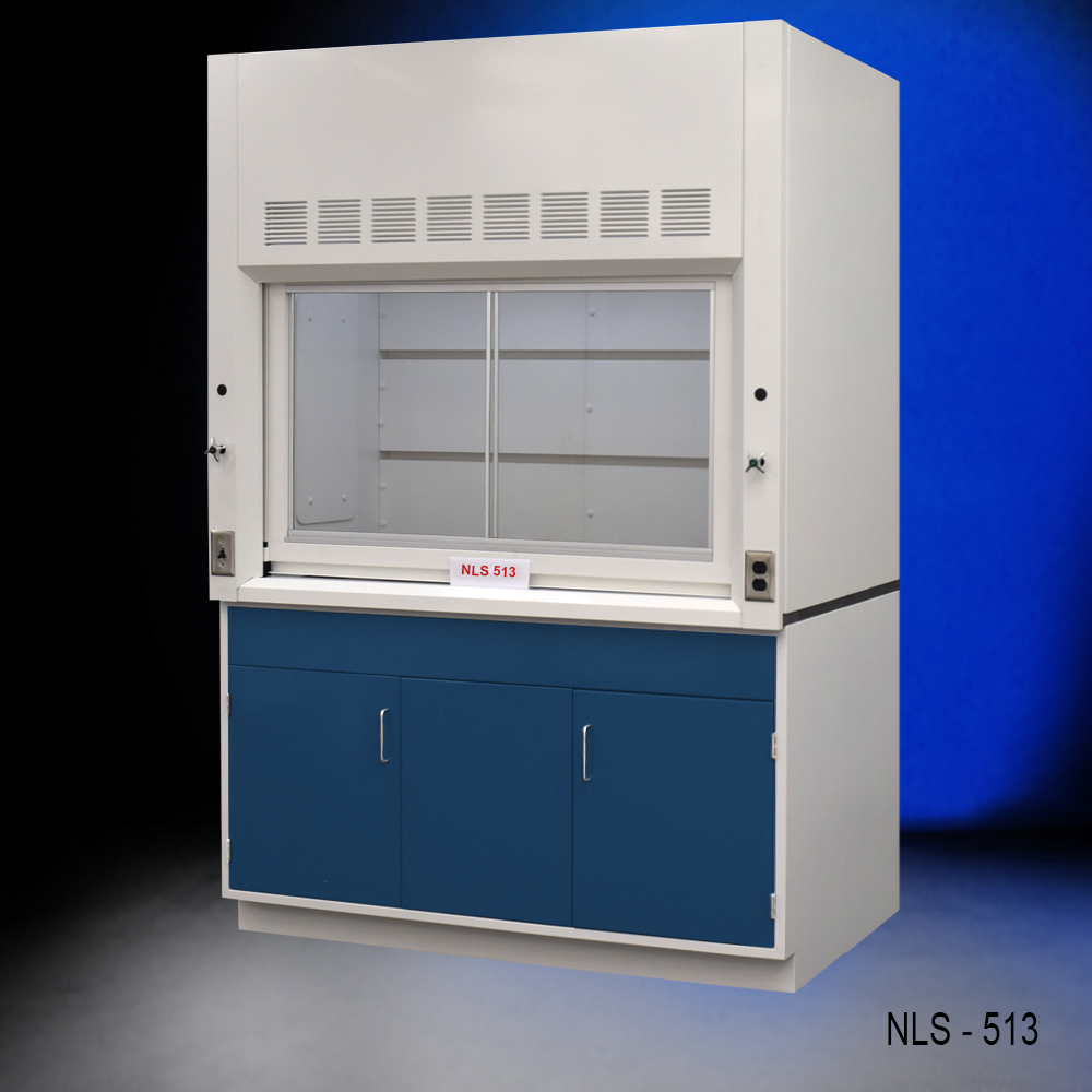 5' x 4' Fisher American Fume Hood w/ Blue General Storage Cabinet