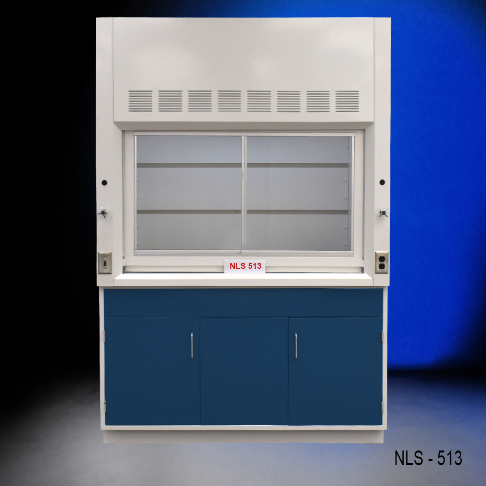 5' x 4' Fisher American Fume Hood w/ Blue General Storage Cabinet