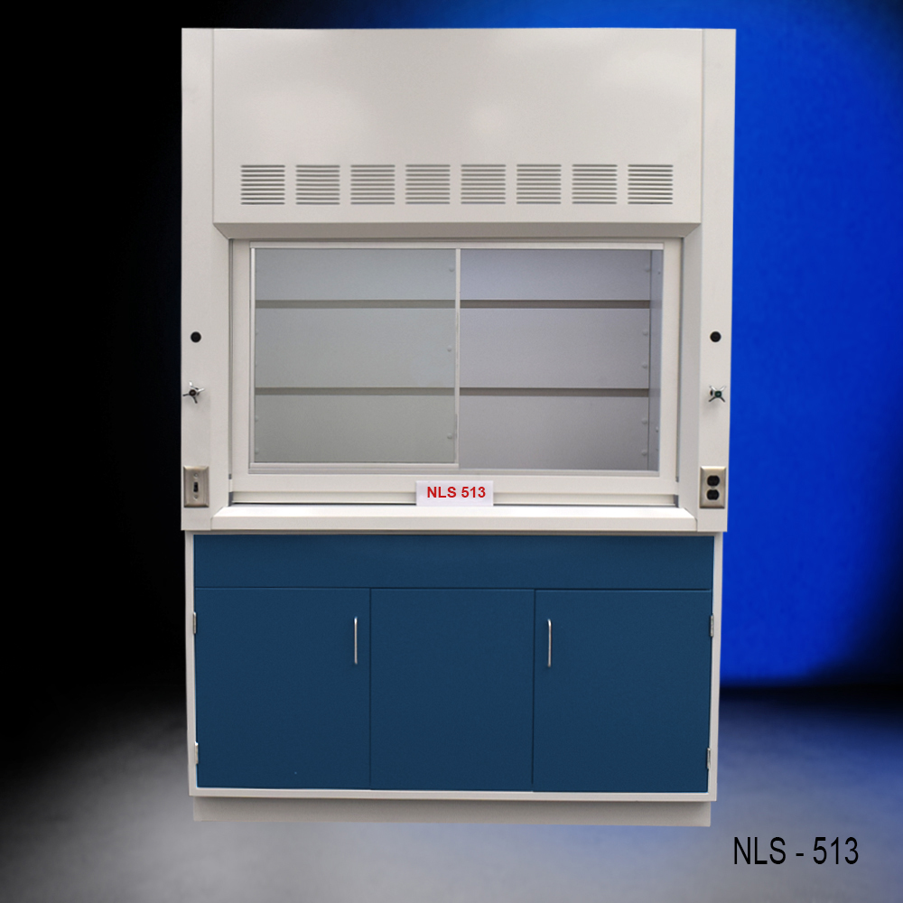 5' x 4' Fisher American Fume Hood w/ Blue General Storage Cabinet