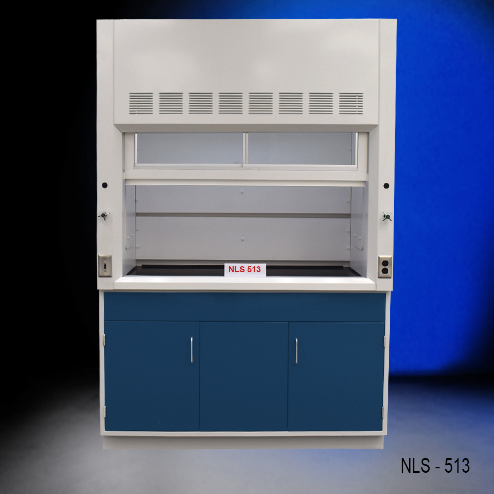 5' x 4' Fisher American Fume Hood w/ Blue General Storage Cabinet