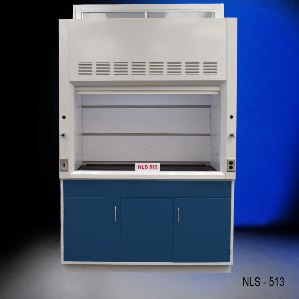 5' x 4' Fisher American Fume Hood w/ Blue General Storage Cabinet