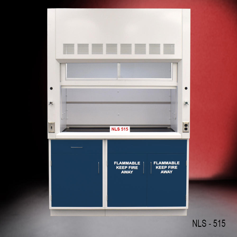 5' x 4' Fisher American Fume Hood w/ Blue Flammable Storage Cabinet